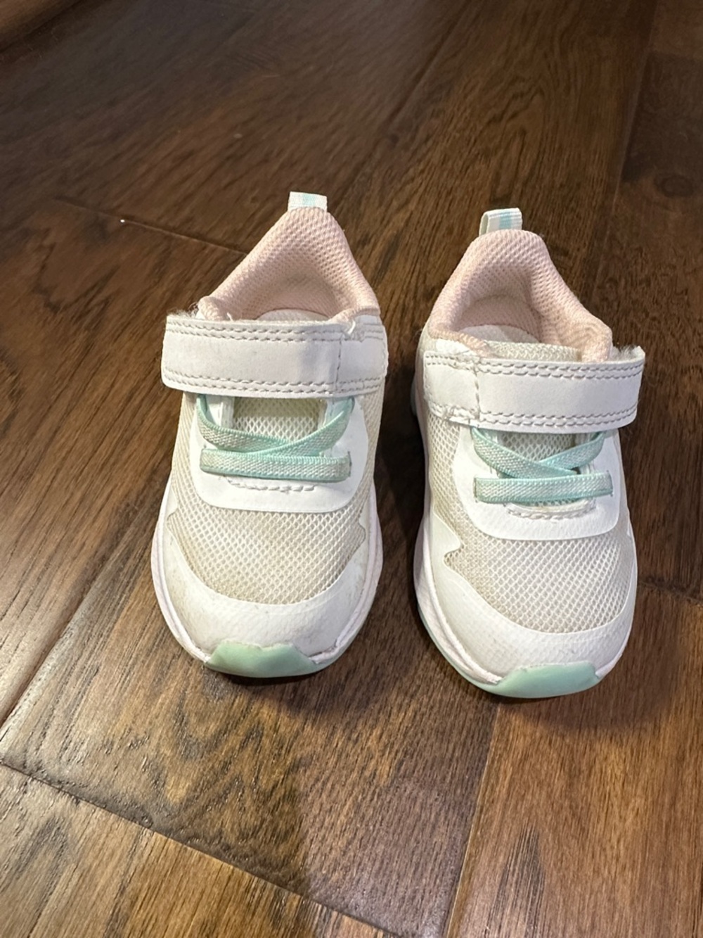 Athletic Works White Sneakers with Mint and Light Pink Accents